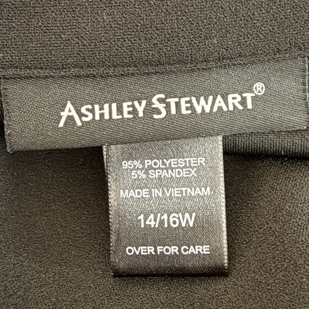 Ashley Stewart Black Shirt Dress Button Front Belted Midi Career Workwear - Picture 4 of 6